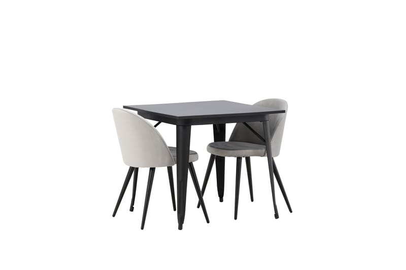 Tempe Spisegruppe 80 cm Rektangulær med 2 Velvet stole - Svart - Møbler - Borde - Spisebordssæt