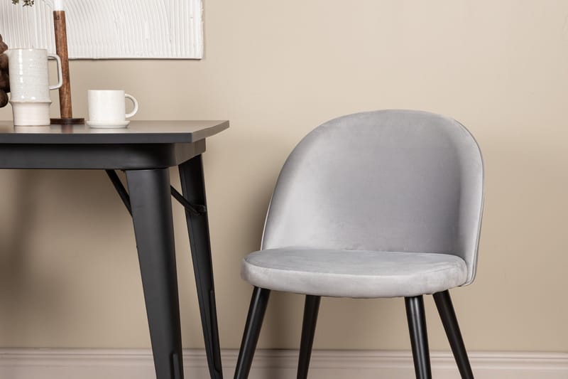Tempe Spisegruppe 80 cm Rektangulær med 2 Velvet stole - Svart - Møbler - Borde - Spisebordssæt