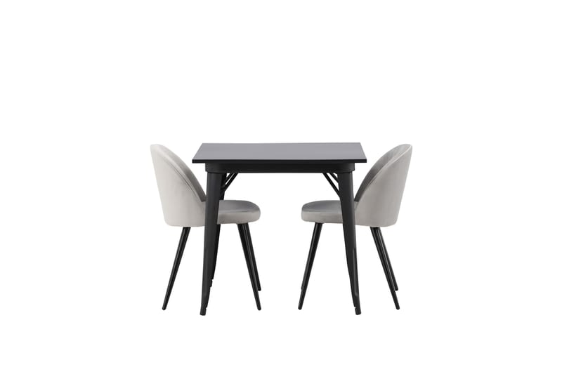 Tempe Spisegruppe 80 cm Rektangulær med 2 Velvet stole - Svart - Møbler - Borde - Spisebordssæt