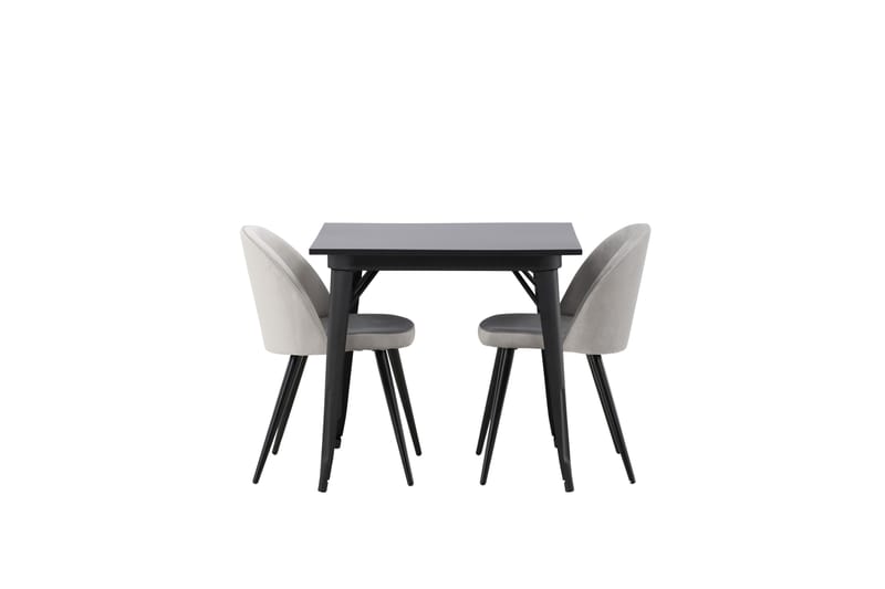 Tempe Spisegruppe 80 cm Rektangulær med 2 Velvet stole - Svart - Møbler - Borde - Spisebordssæt