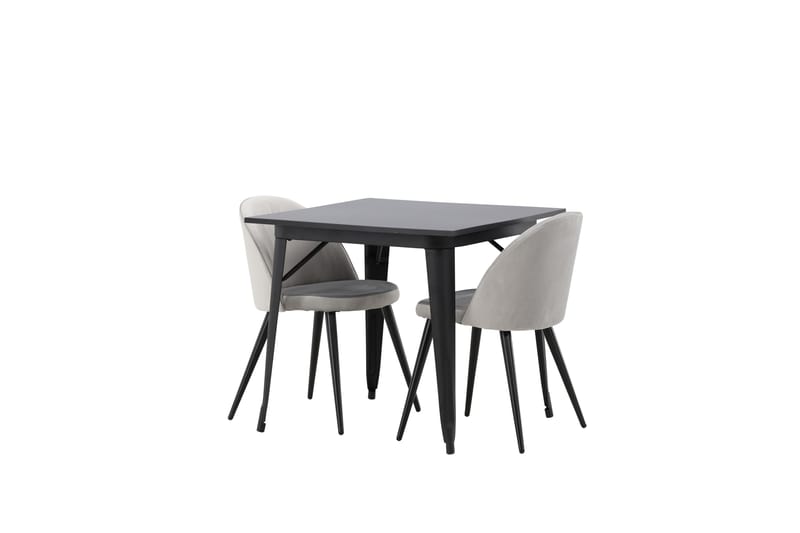 Tempe Spisegruppe 80 cm Rektangulær med 2 Velvet stole - Svart - Møbler - Borde - Spisebordssæt