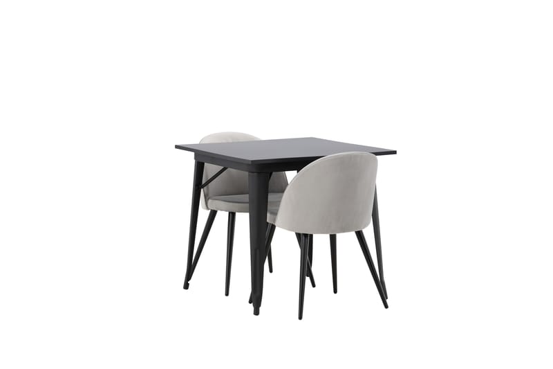 Tempe Spisegruppe 80 cm Rektangulær med 2 Velvet stole - Svart - Møbler - Borde - Spisebordssæt