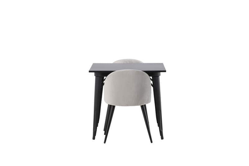 Tempe Spisegruppe 80 cm Rektangulær med 2 Velvet stole - Svart - Møbler - Borde - Spisebordssæt