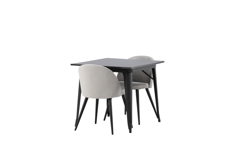 Tempe Spisegruppe 80 cm Rektangulær med 2 Velvet stole - Svart - Møbler - Borde - Spisebordssæt