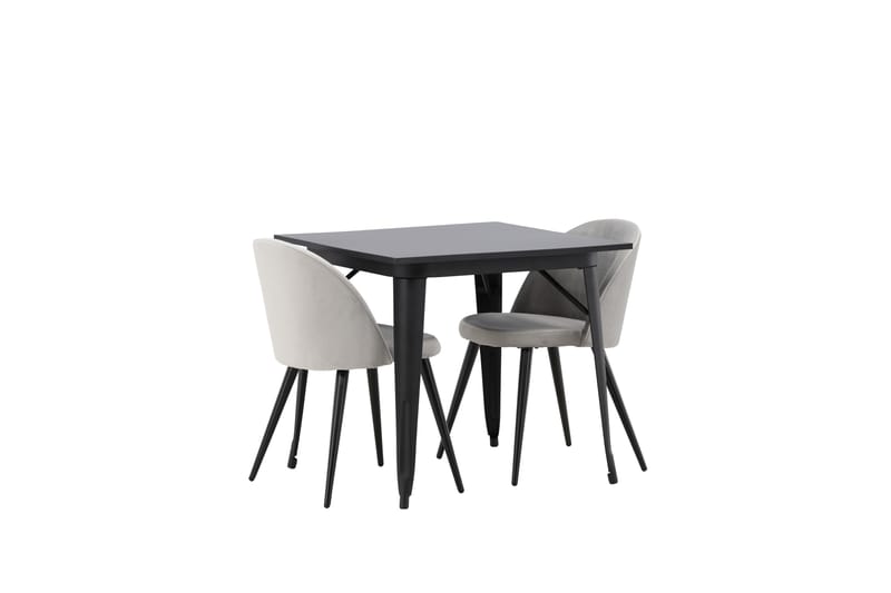 Tempe Spisegruppe 80 cm Rektangulær med 2 Velvet stole - Svart - Møbler - Borde - Spisebordssæt