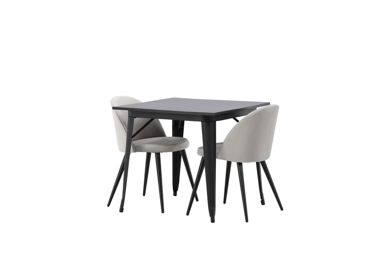 Tempe Spisegruppe 80 cm Rektangulær med 2 Velvet stole - Svart - Møbler - Borde - Spisebordssæt