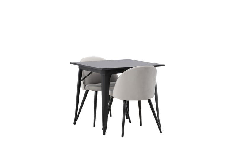 Tempe Spisegruppe 80 cm Rektangulær med 2 Velvet stole - Svart - Møbler - Borde - Spisebordssæt