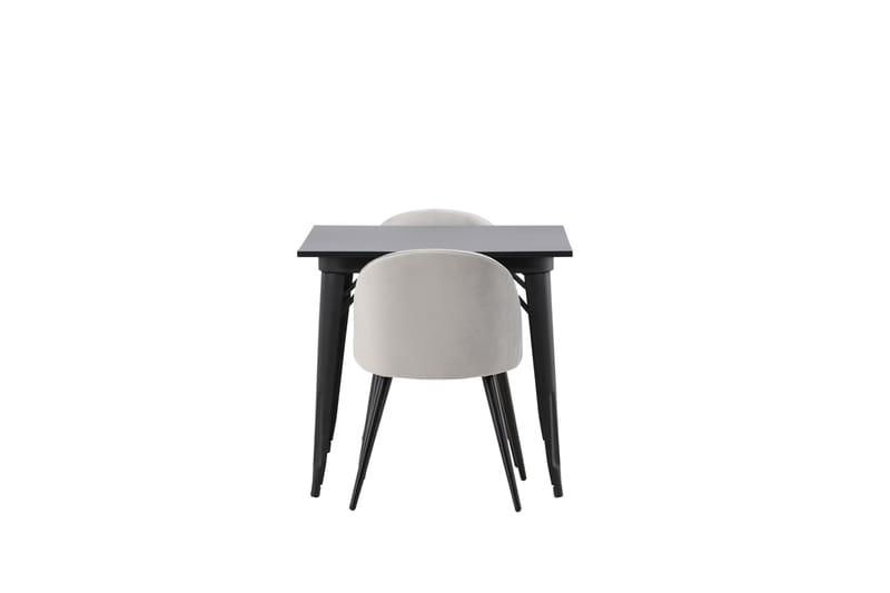 Tempe Spisegruppe 80 cm Rektangulær med 2 Velvet stole - Svart - Møbler - Borde - Spisebordssæt
