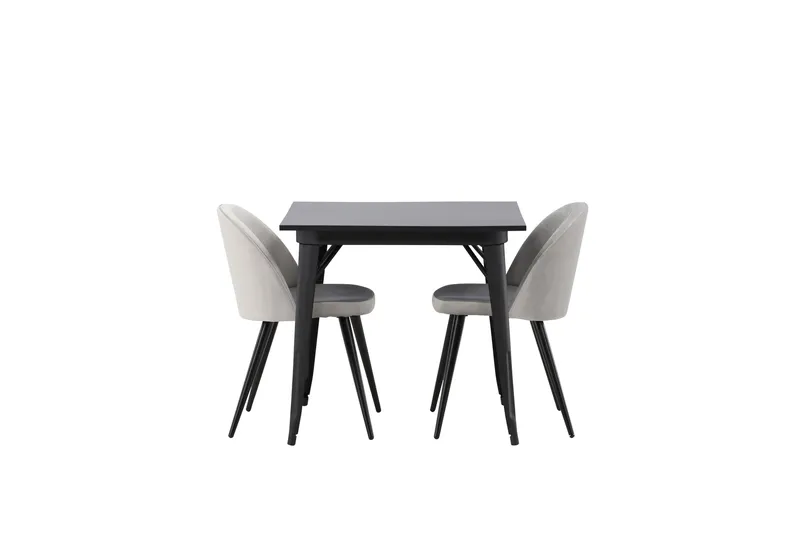 Tempe Spisegruppe 80 cm Rektangulær med 2 Velvet stole - Svart - Møbler - Borde - Spisebordssæt