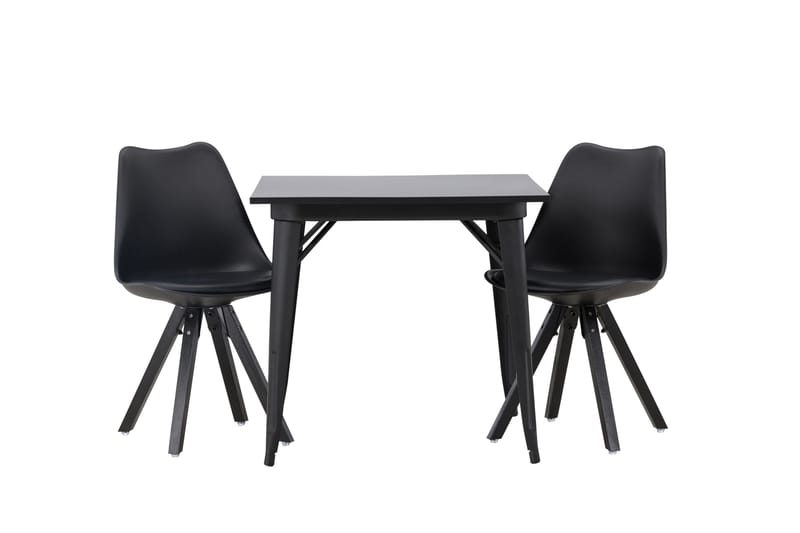 Tempe Spisegruppe 80 cm Rektangulær med 2 Zeno stole, Svart