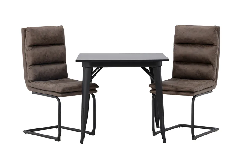 Tempe Spisegruppe 80 cm Rektangulær med 2 Zizo stole, Svart