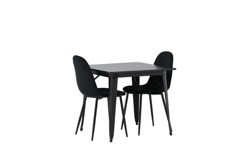 Tempe Spisegruppe 80 cm Rektangulær med 2 Polar stole - Svart - Møbler - Borde - Spisebordssæt