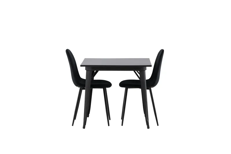 Tempe Spisegruppe 80 cm Rektangulær med 2 Polar stole - Svart - Møbler - Borde - Spisebordssæt
