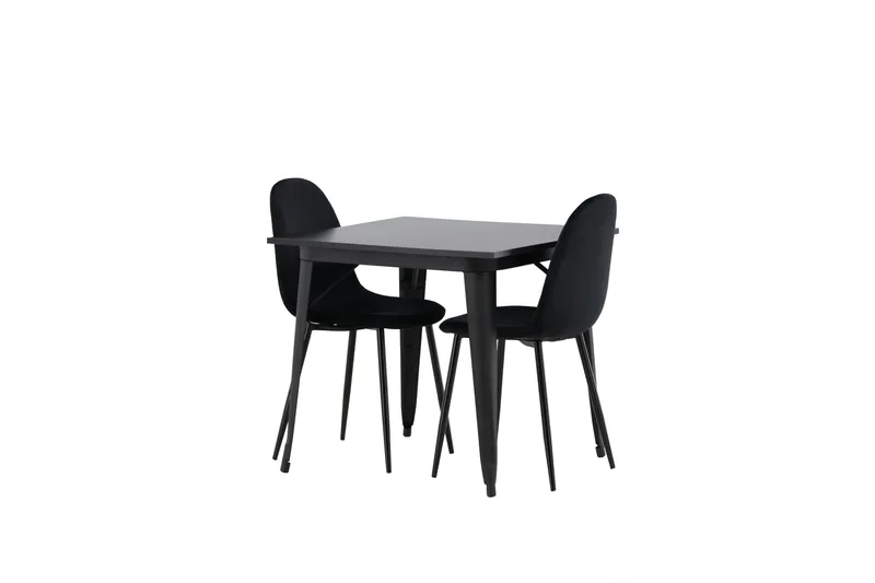 Tempe Spisegruppe 80 cm Rektangulær med 2 Polar stole - Svart - Møbler - Borde - Spisebordssæt