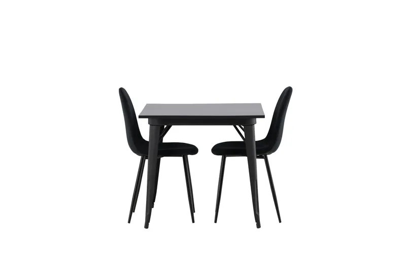 Tempe Spisegruppe 80 cm Rektangulær med 2 Polar stole, Svart