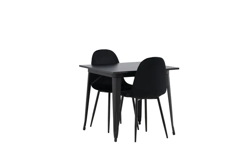 Tempe Spisegruppe 80 cm Rektangulær med 2 Polar stole - Svart - Møbler - Borde - Spisebordssæt