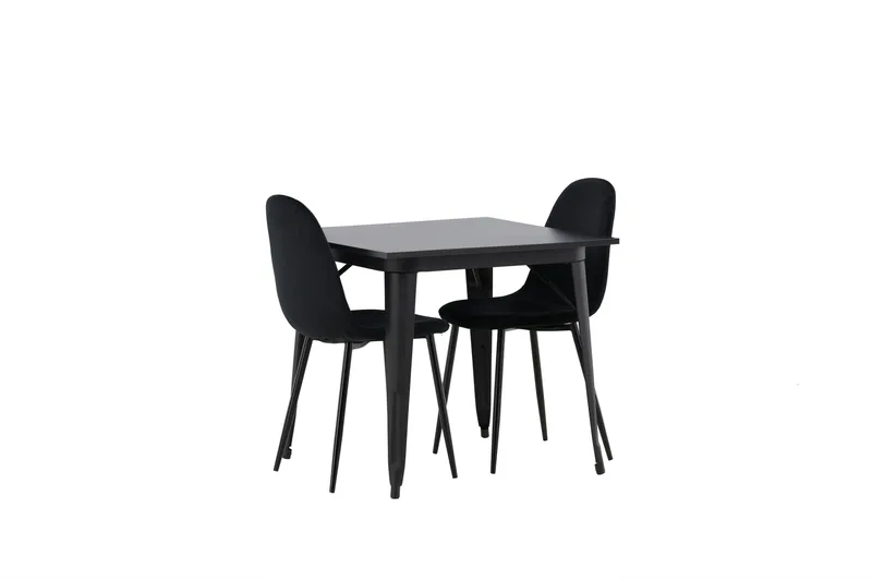 Tempe Spisegruppe 80 cm Rektangulær med 2 Polar stole - Svart - Møbler - Borde - Spisebordssæt