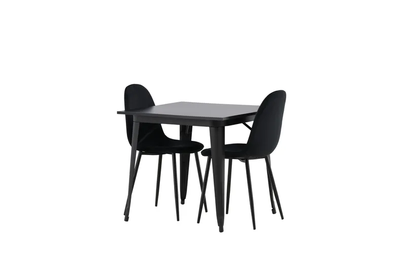 Tempe Spisegruppe 80 cm Rektangulær med 2 Polar stole - Svart - Møbler - Borde - Spisebordssæt