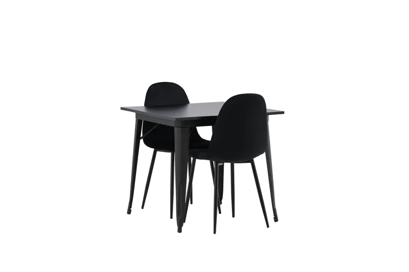Tempe Spisegruppe 80 cm Rektangulær med 2 Polar stole - Svart - Møbler - Borde - Spisebordssæt