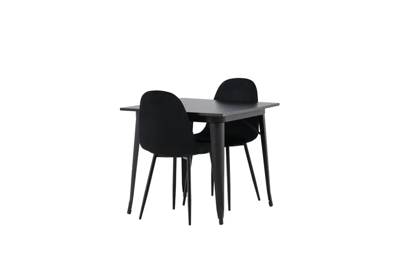 Tempe Spisegruppe 80 cm Rektangulær med 2 Polar stole - Svart - Møbler - Borde - Spisebordssæt