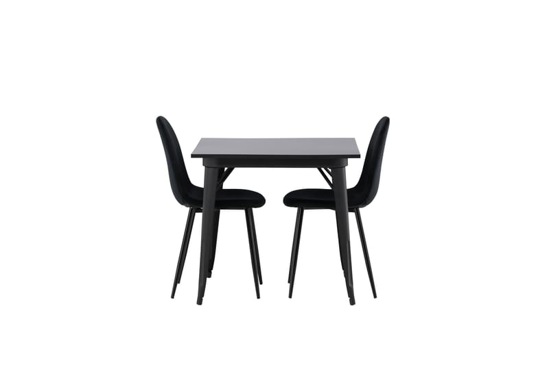 Tempe Spisegruppe 80 cm Rektangulær med 2 Polar stole - Svart - Møbler - Borde - Spisebordssæt