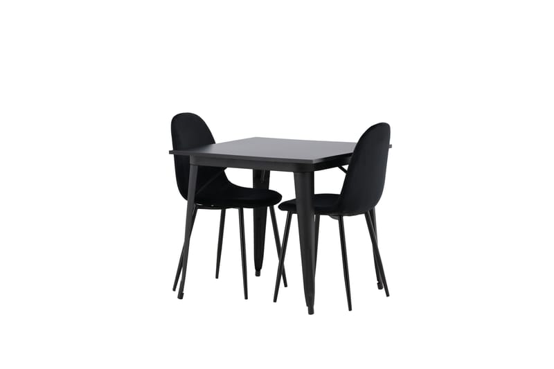 Tempe Spisegruppe 80 cm Rektangulær med 2 Polar stole - Svart - Møbler - Borde - Spisebordssæt