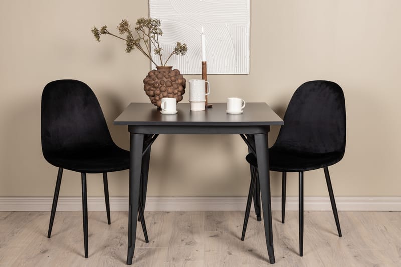 Tempe Spisegruppe 80 cm Rektangulær med 2 Polar stole - Svart - Møbler - Borde - Spisebordssæt