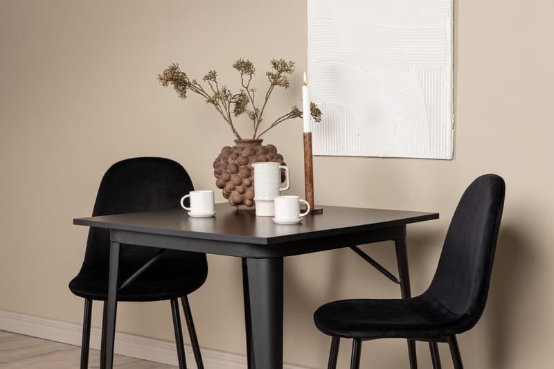 Tempe Spisegruppe 80 cm Rektangulær med 2 Polar stole - Svart - Møbler - Borde - Spisebordssæt