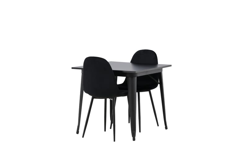 Tempe Spisegruppe 80 cm Rektangulær med 2 Polar stole - Svart - Møbler - Borde - Spisebordssæt