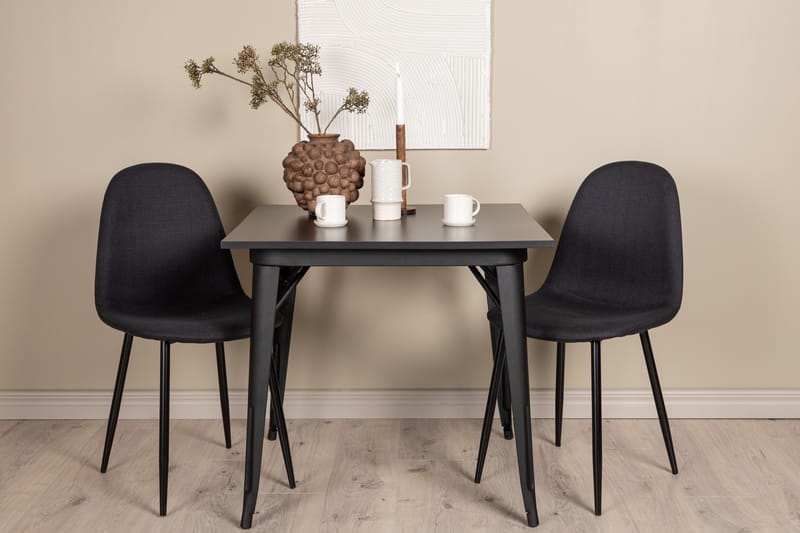 Tempe Spisegruppe 80 cm Rektangulær med 2 Polar stole - Svart - Møbler - Borde - Spisebordssæt