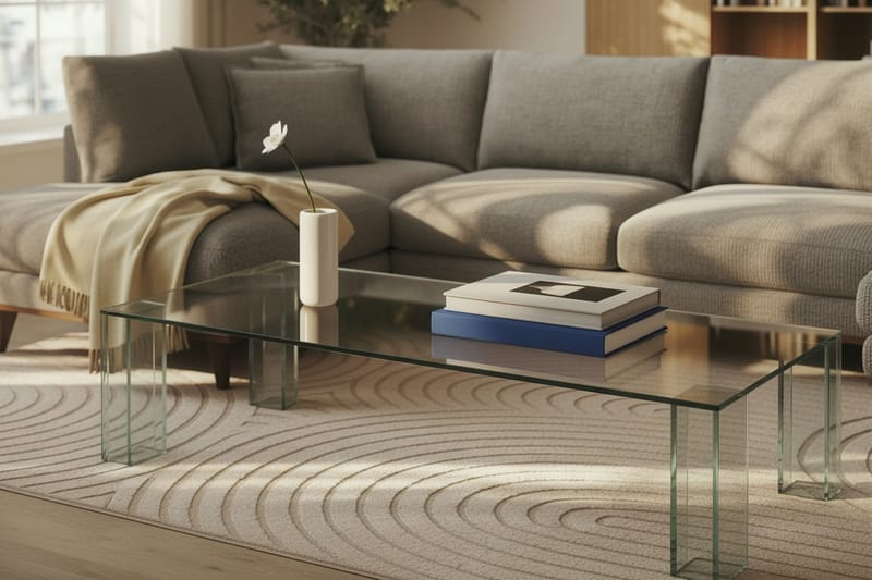 Tetsuya Rektangulært Sofabord 140x60x30 cm i Glas - Gennemsigtig - Møbler - Borde - Sofabord