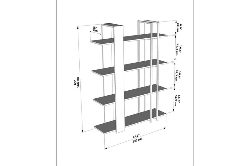 Thyra Bogreol 120 cm - Eg/Sort - Opbevaring - Hylder & Reoler - Bogreol