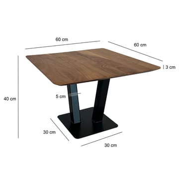 Thyris Sofabord 60 cm Kvadratisk - Varm brun og sort - Møbler - Borde - Sofabord