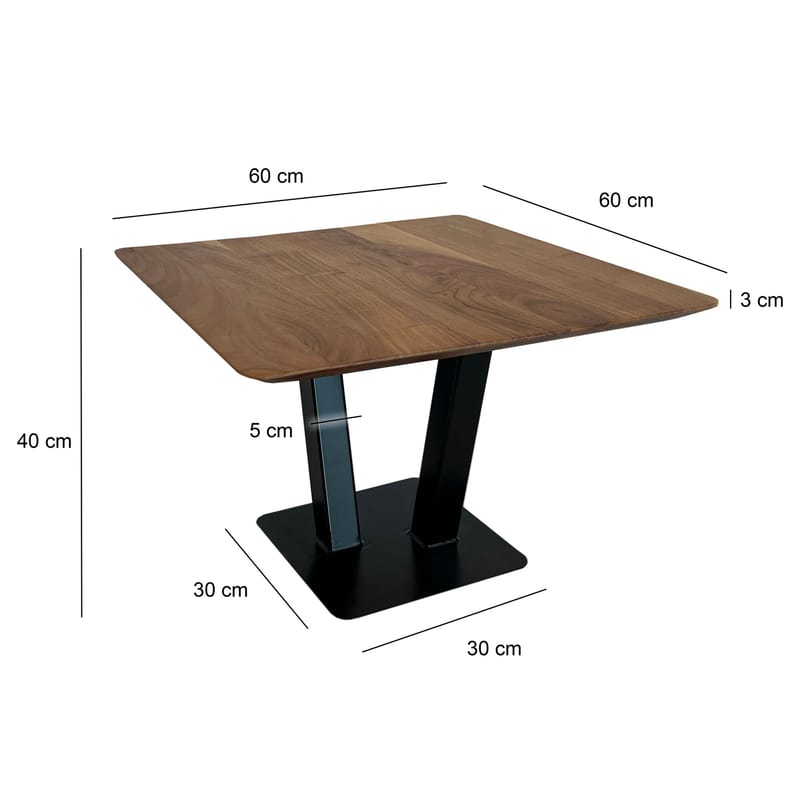 Thyris Sofabord 60 cm Kvadratisk - Varm brun og sort - Møbler - Borde - Sofabord