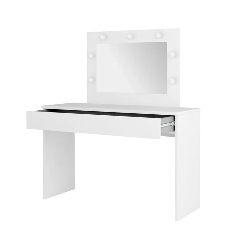 Toiletbord med spejl Eva 1 Skuffe - Hvid - Møbler - Borde - Sminkebord & konsolbord