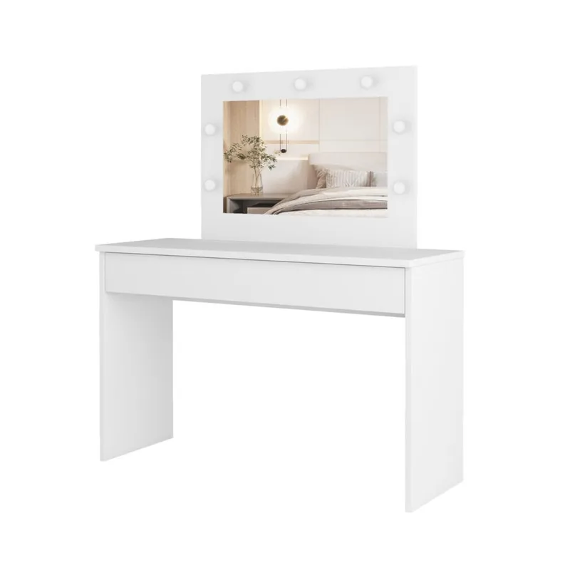 Toiletbord med spejl Eva 1 Skuffe - Hvid - Møbler - Borde - Sminkebord & konsolbord