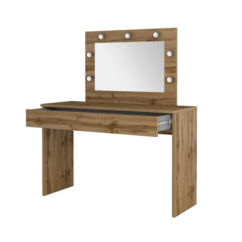 Toiletbord med spejl Eva 1 Skuffe - Wotan Eg - Møbler - Borde - Sminkebord & konsolbord