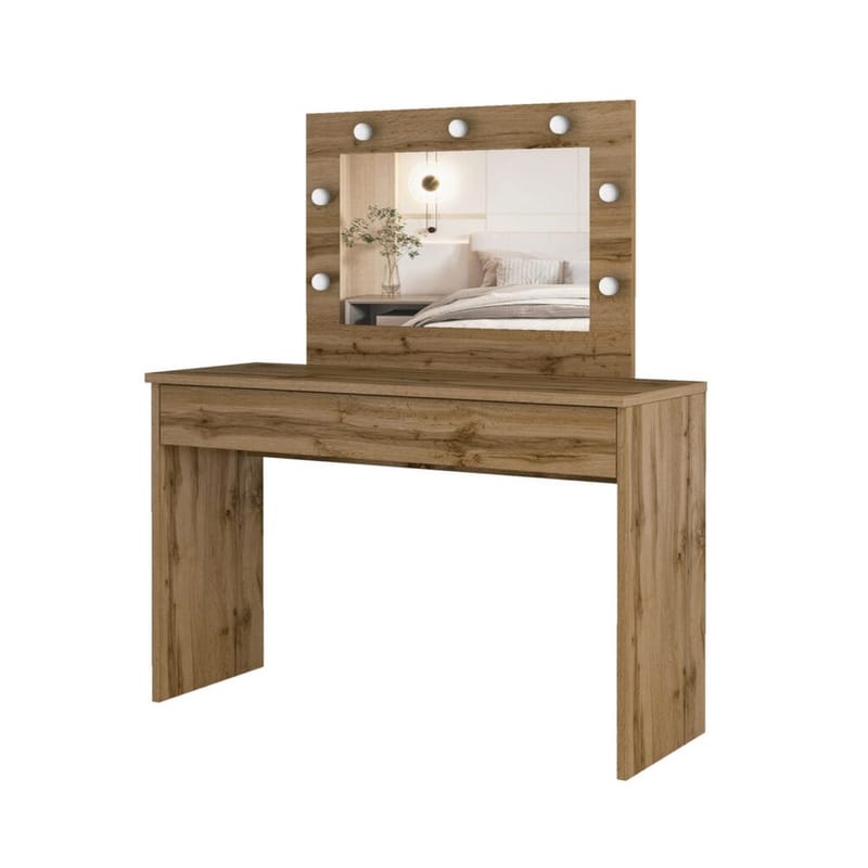 Toiletbord med spejl Eva 1 Skuffe - Wotan Eg - Møbler - Borde - Sminkebord & konsolbord