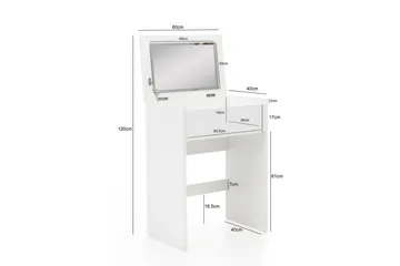 Toiletbord Wohnling Opbevaring til kosmetik hvid med spejlskammel klassisk modern - Møbler - Borde - Sminkebord & konsolbord