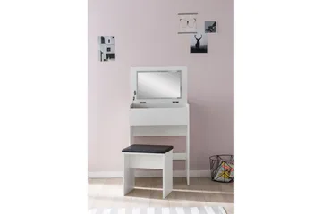 Toiletbord Wohnling Opbevaring til kosmetik hvid med spejlskammel klassisk modern - Møbler - Borde - Sminkebord & konsolbord