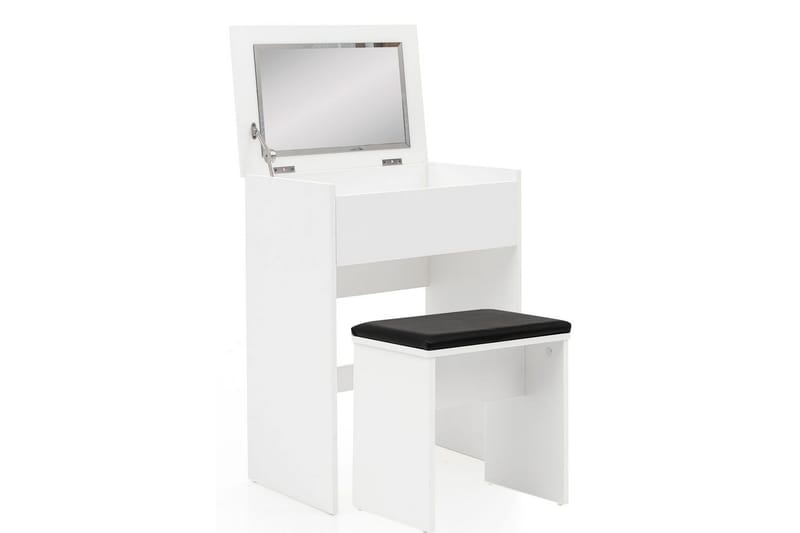Toiletbord Wohnling Opbevaring til kosmetik hvid med spejlskammel klassisk modern - Møbler - Borde - Sminkebord & konsolbord