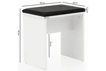 Toiletbord Wohnling Opbevaring til kosmetik hvid med spejlskammel klassisk modern - Møbler - Borde - Sminkebord & konsolbord