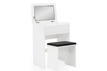Toiletbord Wohnling Opbevaring til kosmetik hvid med spejlskammel klassisk modern - Møbler - Borde - Sminkebord & konsolbord