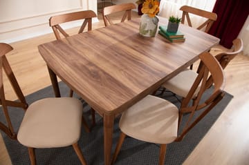 Toolenpas spisegruppe bord 130 cm + 4 stole - Brun - Møbler - Borde - Spisebordssæt