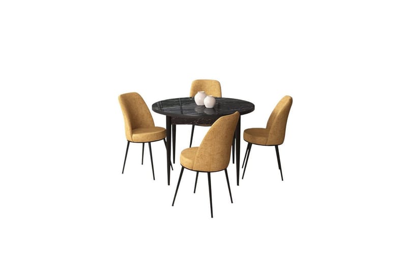 Tor Spisebordssæt til 4 personer, Sort/Cappuccino
