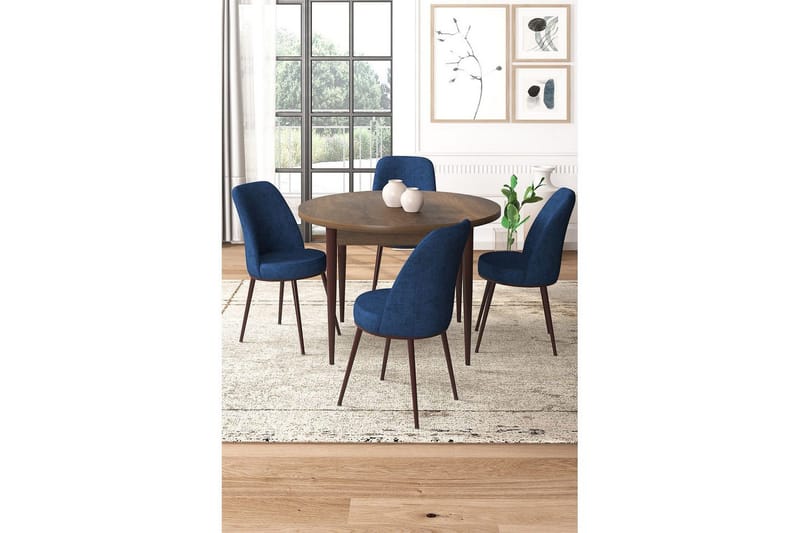 Tor Spisegruppe 4-personers - Brun/Marineblå - Møbler - Borde - Spisebordssæt