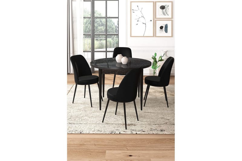 Tor Spisegruppe 4-personers - Sort - Møbler - Borde - Spisebordssæt