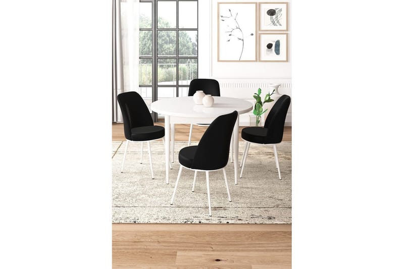 Tor Spisegruppe 4-personers - Hvid/Sort - Møbler - Borde - Spisebordssæt