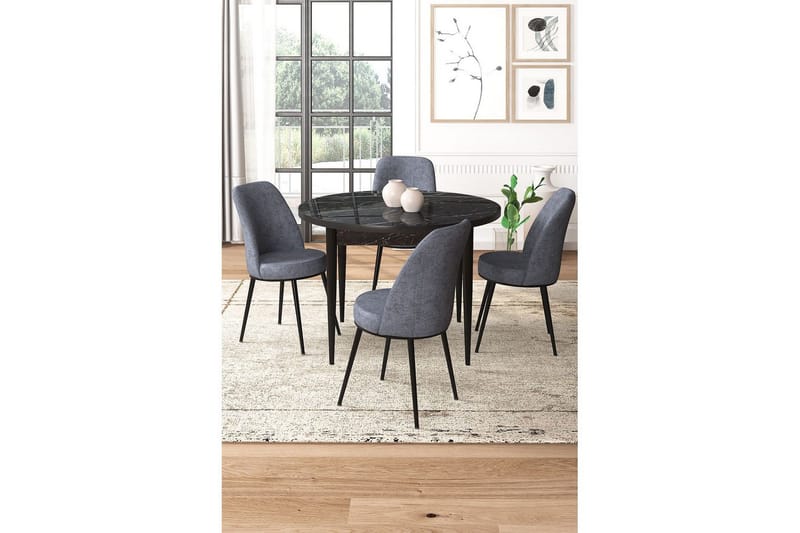 Tor Spisegruppe 4-personers - Sort/Grå - Møbler - Borde - Spisebordssæt