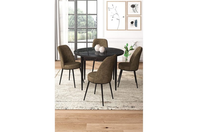 Tor Spisegruppe 4-personers - Sort/Brun - Møbler - Borde - Spisebordssæt
